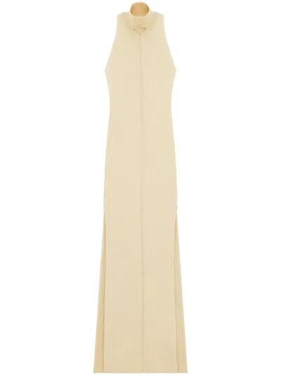 Courrèges Cutout Ribbed-knit Maxi Dress In Sand