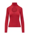 Courrèges Cut-out Ribbed Sweatshirt In Red