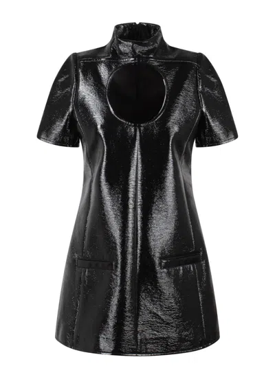 Courrèges Cut-out Short-sleeved Mini Dress In Black