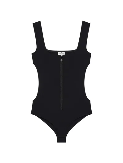 Courrèges Cut Out Stretch Techno Top In Black