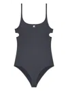 Courrèges Cut-out Swimsuit In Gray