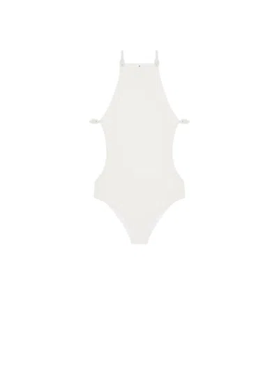 Courrèges Cut Out Swimsuit In White