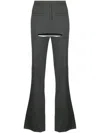 Courrèges Cut-out Tailored Wool Trousers In Grey