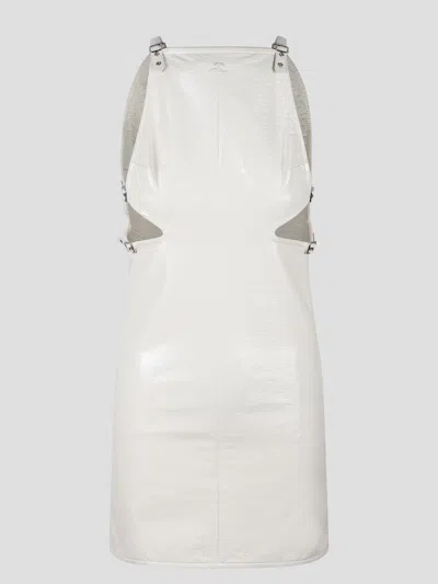 Courrèges Cut Out Vinyl Dress Mini Dresses White