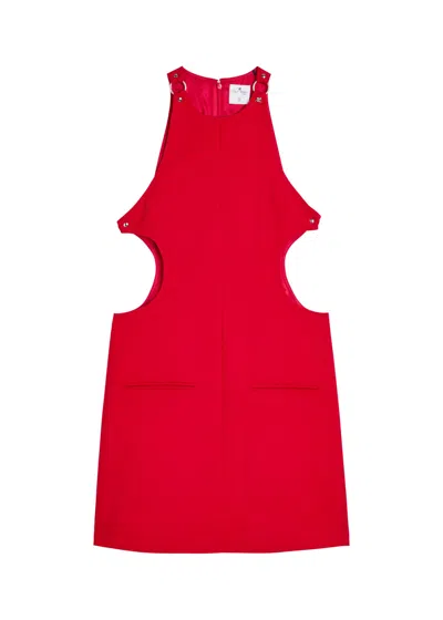Courrèges Cut-out Wool-blend Mini Dress In Red