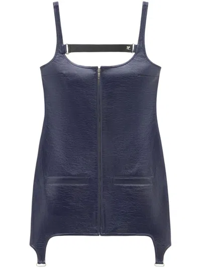 Courrèges Cut-out Zip-up Dress In Blue