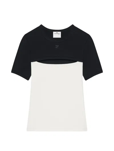 Courrèges Cut-out Colour-block T-shirt In White