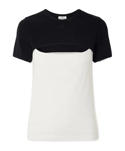 Courrèges Cut-out Colour-block T-shirt In White