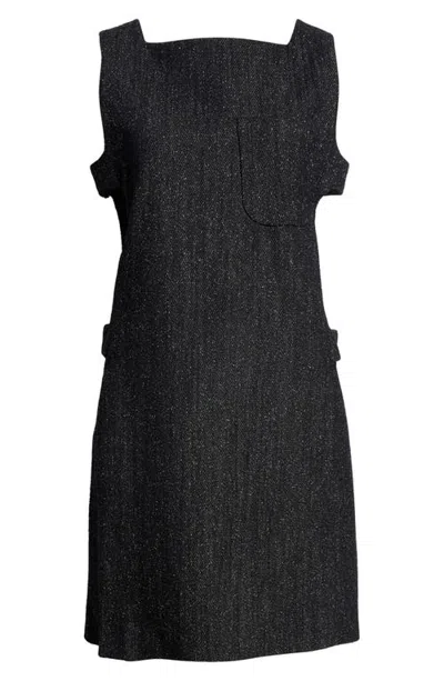 Courrèges Cutout Denim Tweed Minidress In Black/heritage White