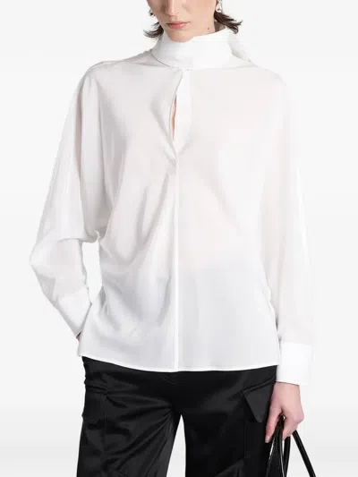 Courrèges Cut-out High-neck Blouse In White