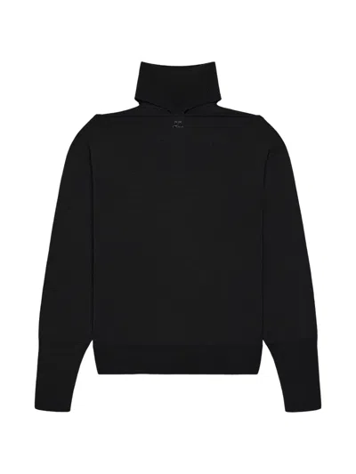 Courrèges Cut-out Off-shoulder Sweater In Black