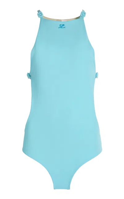 Courrèges Cutout One-piece Swimsuit In Blue