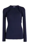 Courrèges Cutout Rib-knit Sweater In Blue