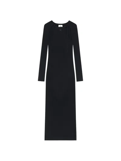 Courrèges Cut-out Ribbed Long Dress In Black