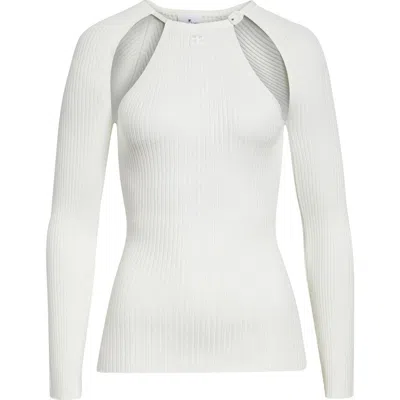 Courrèges Cutout Ribbed Sweater In White