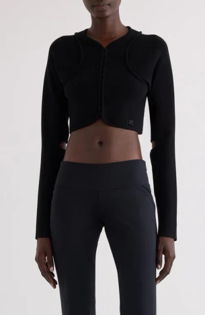 Courrèges Cutout Scuba Knit Cardigan In Black