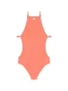 Courrèges Cut-out Swimsuit In Orange