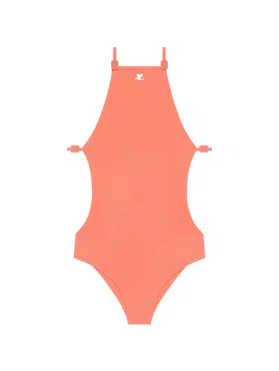 Courrèges Cut-out Swimsuit In Orange