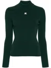 Courrèges Courregès Re-edition Rib Knit Mockneck Sweater In Green