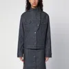Courrèges Oversized Denim Motorbiker Jacket In Grey