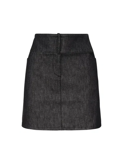 Courrèges Dark Grey Cotton Mini Skirt In Black