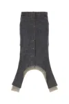 Courrèges Gray Reversed Denim Midi Skirt In Dark Grey