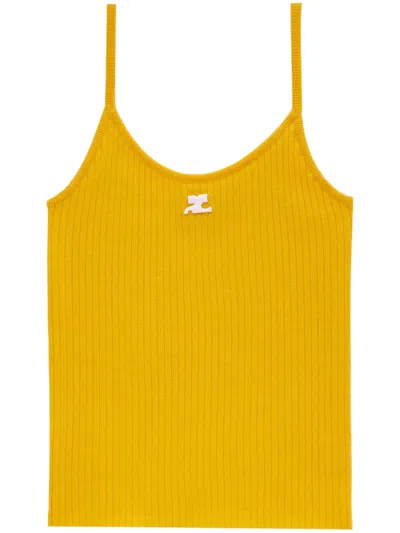 Courrèges Decollete Tank Top In Yellow
