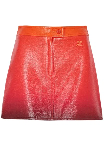 Courrèges Dégradé Vinyl Mini Skirt In Red