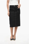 Courrèges Denim A-line Skirt With Visible Stitchings In Black