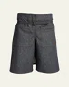 Courrèges Denim Back Panel Bermuda Shorts With Belt In Blue