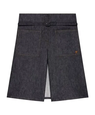 Courrèges Denim Back Panel Shorts In Black