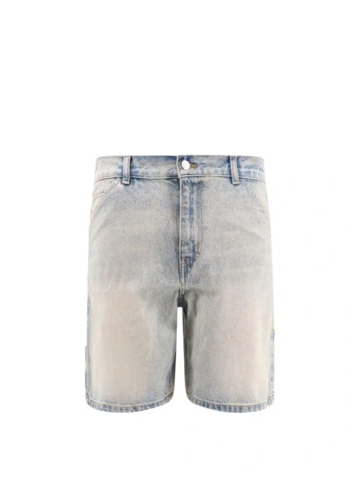 COURRÈGES DENIM BERMUDA SHORTS WITH EMBROIDERED LOGO