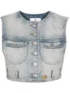 Courrèges Denim Cropped Vest In Blue
