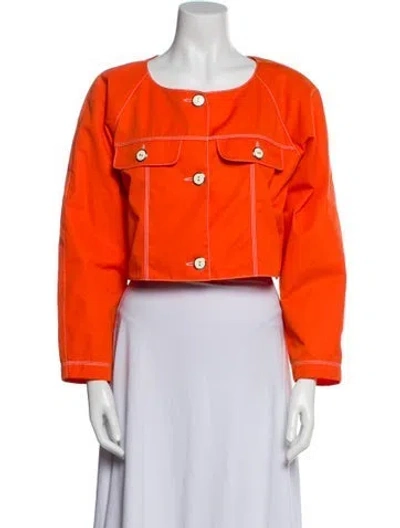 Pre-owned Courrèges Denim Jacket In Orange