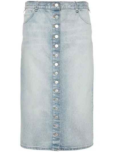 Courrèges Courregès Denim Midi Skirt In Blue