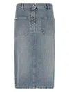 Courrèges Knee Length Pencil Skirt With Patch Pockets In Blue
