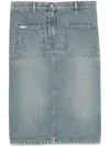 Courrèges Knee Length Pencil Skirt With Patch Pockets In Blue