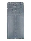 Courrèges Knee Length Pencil Skirt With Patch Pockets In Blue