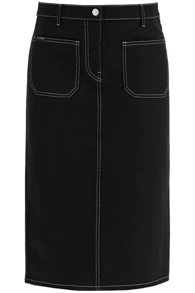 Courrèges Courreges Denim Midi Skirt In Seven Women In Blackwhite