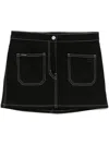 Courrèges 2-pocket Topstitched Denim Mini Skirt In 黑色