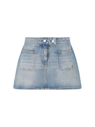 Courrèges Blue Low-rise Embroidered Mini Denim Skirt