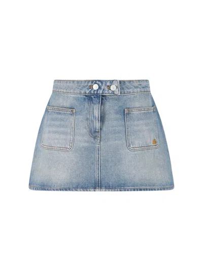 Courrèges Denim Mini Skirt In Blue