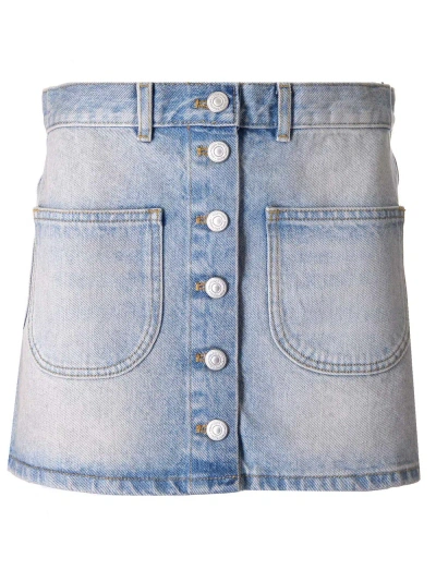 Courrèges Denim Mini Skirt In Navy