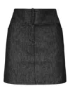 Courrèges Denim Mini Skirt With Belt In Gray