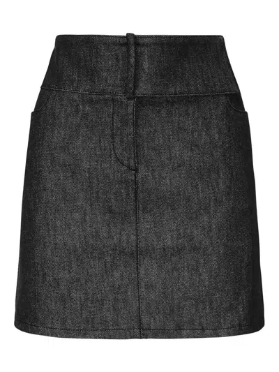 Courrèges Denim Mini Skirt With Belt In Gray