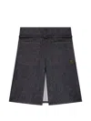 Courrèges Denim Back Panel Shorts In Gray