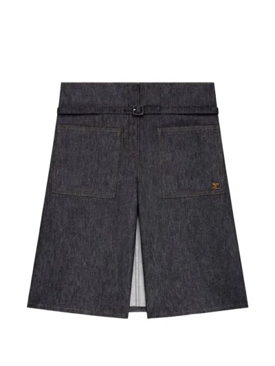 Courrèges Courregès Denim Shorts In Gray