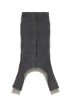 Courrèges Gray Reversed Denim Midi Skirt
