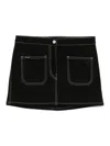 Courrèges 2-pocket Topstitched Denim Mini Skirt In Black