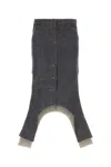 Courrèges Gray Reversed Denim Midi Skirt In Darkheathergrey